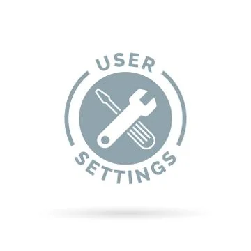 Application settings icon with grey spanner setup configuration tools symbol. Stock Illustration