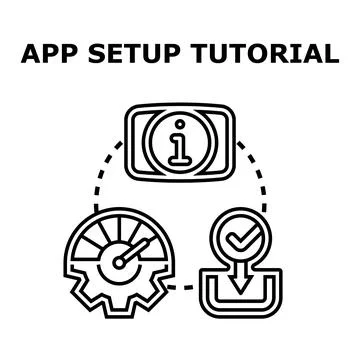 Application setup tutorial with information and process progress Stock Illustration