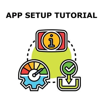 Application setup tutorial with information and process progress 스톡 일러스트