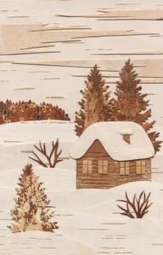 Application: small house under fur-trees Stock Illustration
