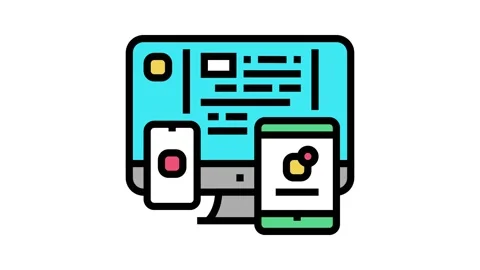 Application software color icon animation Stock Footage 224010926