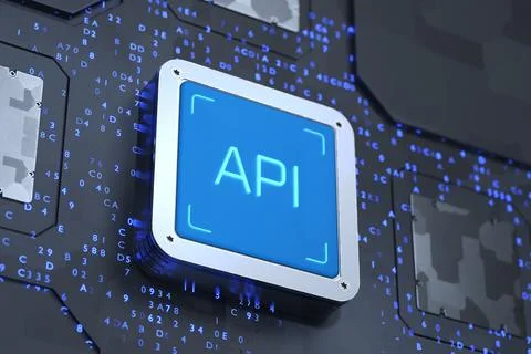 Application software development tool. API halographic inscription on an ab.. Stock Illustration