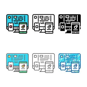 Application software multistyle color icon vector Illustrazione stock