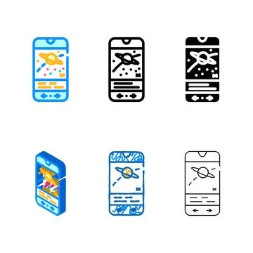 Application space exploration color icon vector range Stock Illustration