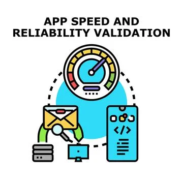Application speed and reliability validation process 库存插图