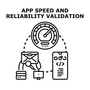 Application speed and reliability validation process 库存插图