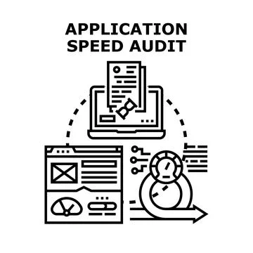 Application speed audit measuring digital optimization process Stock Illustration