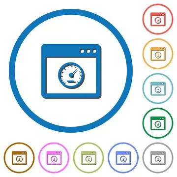 Application speed icons with shadows and outlines Stock Illustration