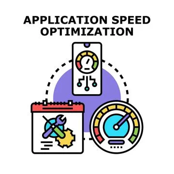 Application speed optimization concept finding faster performance Stock Illustration