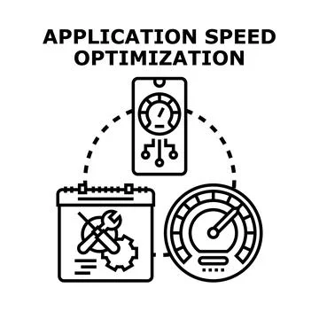 Application speed optimization concept finding faster performance 스톡 일러스트