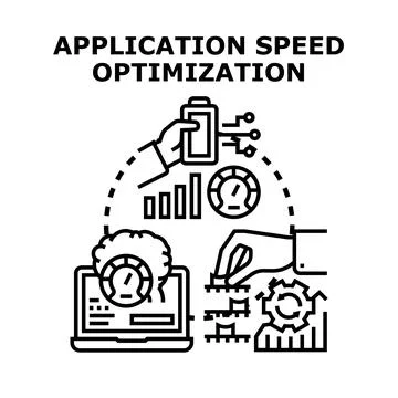 Application speed optimization concept hands enhancing software performance,  Stock Illustration