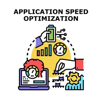 Application speed optimization concept improving digital performance and ef.. Stock Illustration