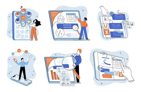 Application testing metaphor. Vector. App test, boot camp training for app 库存插图