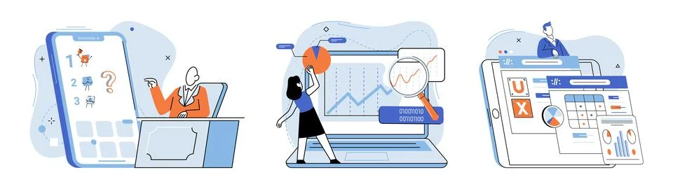 Application testing metaphor. Vector. App test, arenwhere apps mettle is truly Stock Illustration