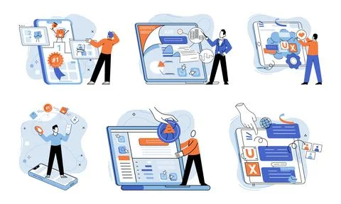 Application testing metaphor. Vector. App test, litmus paper of apps performance Stock Illustration