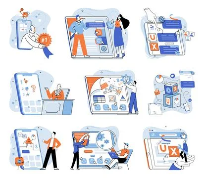 Application testing metaphor. Vector. App test, mock drill that prepares app for Stock Illustration