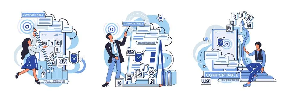 Application testing metaphor. Vector. App test, challenge course for testing Stock Illustration