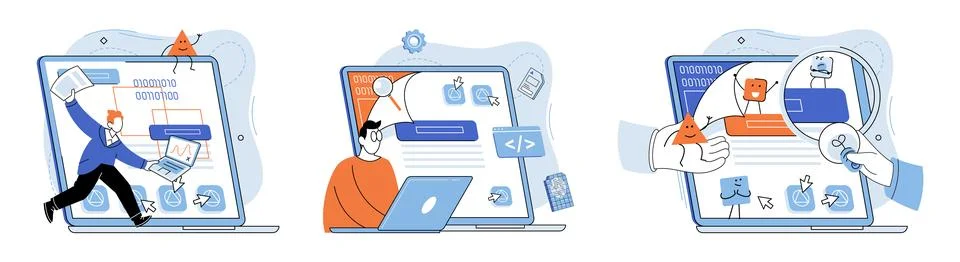 Application testing metaphor. Vector. App test, endurance test for evaluating 스톡 일러스트