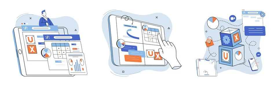 Application testing metaphor. Vector. App test, demo run that prepares app for Stock Illustration