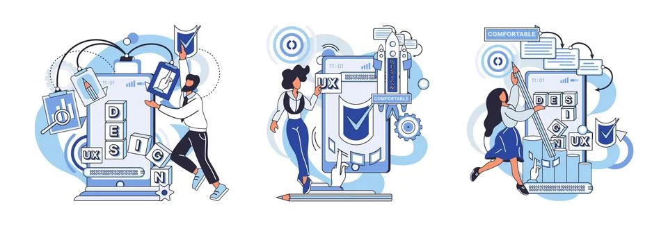 Application testing metaphor. Vector. App test, litmus paper of apps performance Illustrazione stock