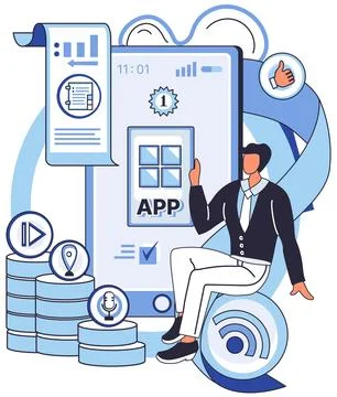 Application testing metaphor. Vector. App test, testing ground for new features Stockillustratie