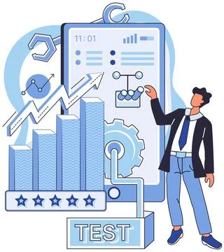 Application testing metaphor. Vector. App test, necessary drill to ensure smooth 库存插图