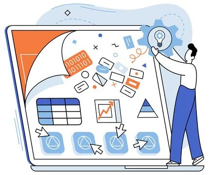 Application testing metaphor. Vector. App test, testing ground for new features イラスト素材