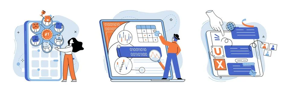 Application testing metaphor. Vector. Application testing, last pit stop before Stock Illustration
