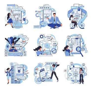 Application testing metaphor. Vector. Application testing, meticulous process to 스톡 일러스트