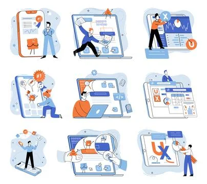 Application testing metaphor. Vector. Application testing, refining process for Stock Illustration