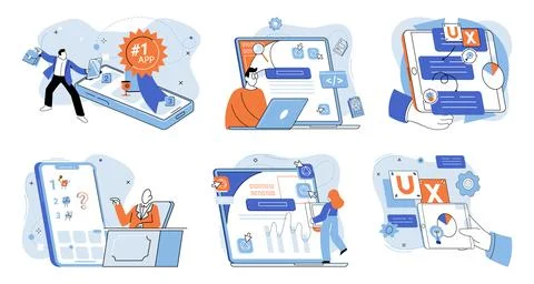 Application testing metaphor. Vector. Application testing, meticulous process to Illustrazione stock