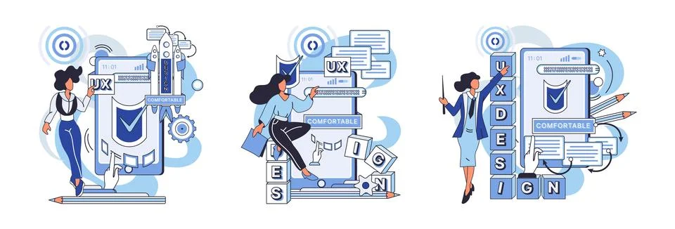 Application testing metaphor. Vector. Application testing, softwares final exam Stock Illustration