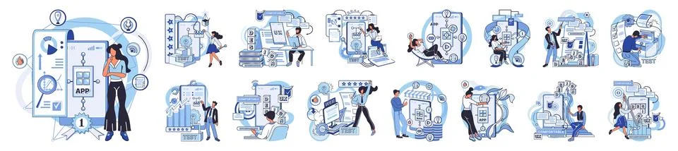 Application testing metaphor. Vector. Application testing, safety measure Stockillustratie