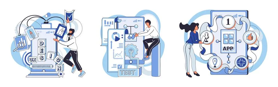 Application testing metaphor. Vector. Application testing, last pit stop before イラスト素材