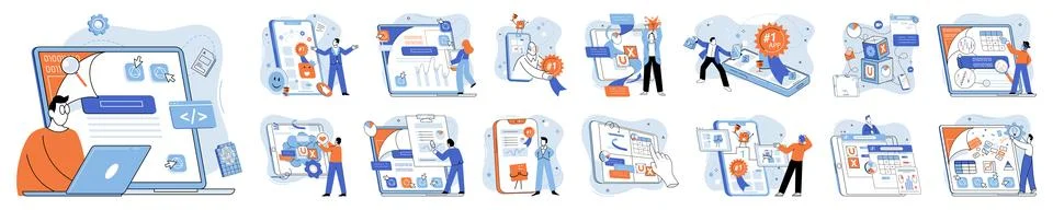 Application testing metaphor. Vector. Application testing, detector identifying Stock Illustration