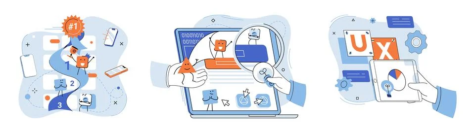 Application testing metaphor. Vector. Application testing, crucible where coding Stock Illustration