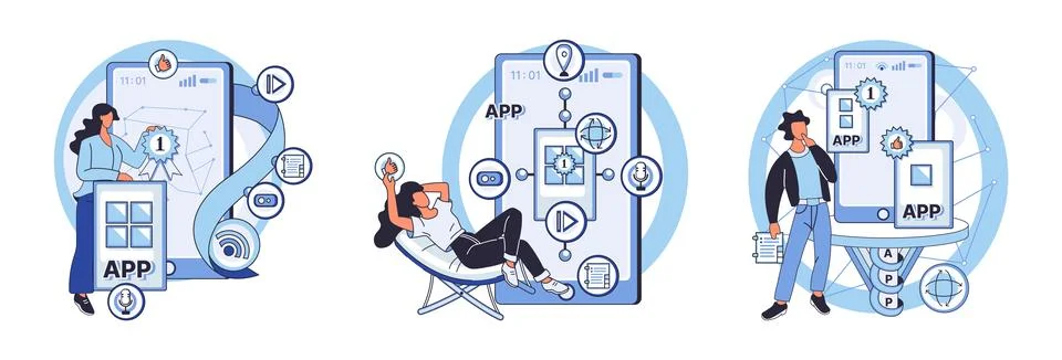 Application testing metaphor. Vector. Application testing, essential ritual イラスト素材