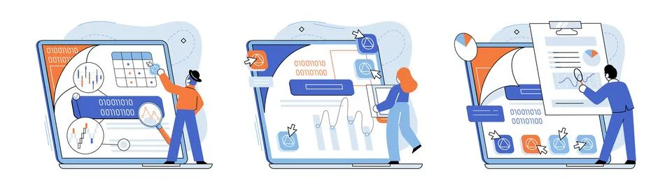 Application testing metaphor. Vector. Application testing, qualifying race イラスト素材