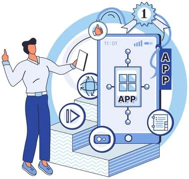 Application testing metaphor. Vector. Application testing, crucible where coding Stock Illustration