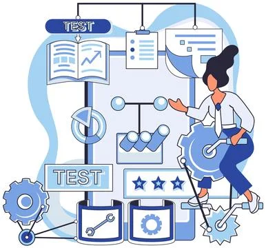 Application testing metaphor. Vector. Application testing, last pit stop before Stock Illustration