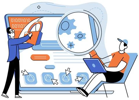 Application testing metaphor. Vector. Application testing, last pit stop before Stock Illustration