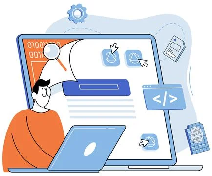 Application testing metaphor. Vector. Application testing, safety measure 스톡 일러스트