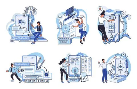 Application testing metaphor. Vector. Software testing, tool that polishes raw Illustrazione stock