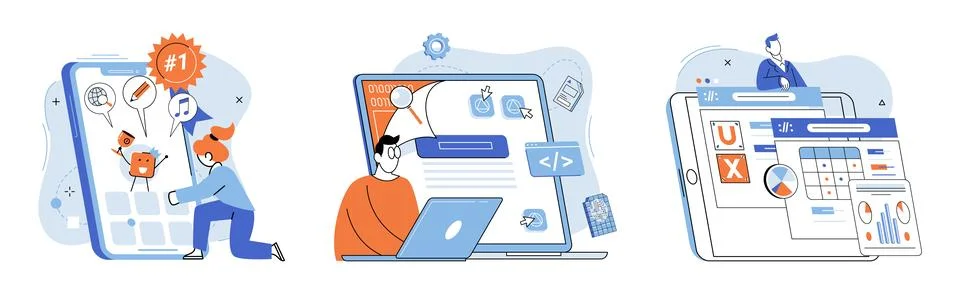 Application testing metaphor. Vector. Software testing, gatekeeper ensuring no 스톡 일러스트