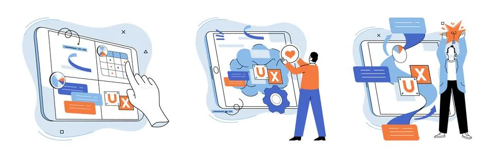 Application testing metaphor. Vector. Software testing, broom that sweeps away Stock Illustration