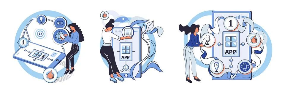 Application testing metaphor. Vector. Software testing, watchmthat keeps lookout Stock Illustration