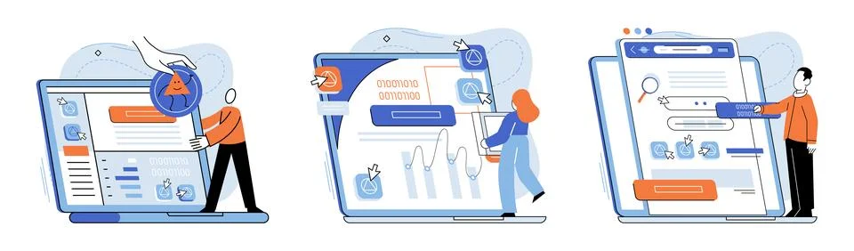 Application testing metaphor. Vector. Software testing, final frontier before Stock Illustration