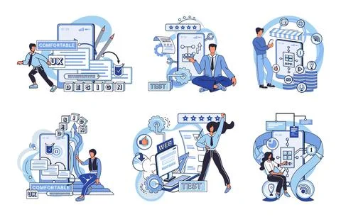 Application testing metaphor. Vector. Software testing, examination that Illustrazione stock