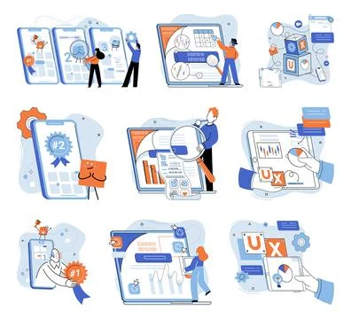 Application testing metaphor. Vector. Software testing, debugging process that イラスト素材