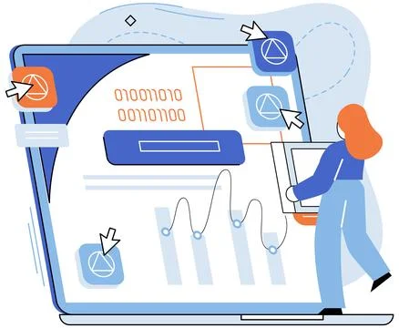 Application testing metaphor. Vector. Software testing, sweep that keeps Stock Illustration